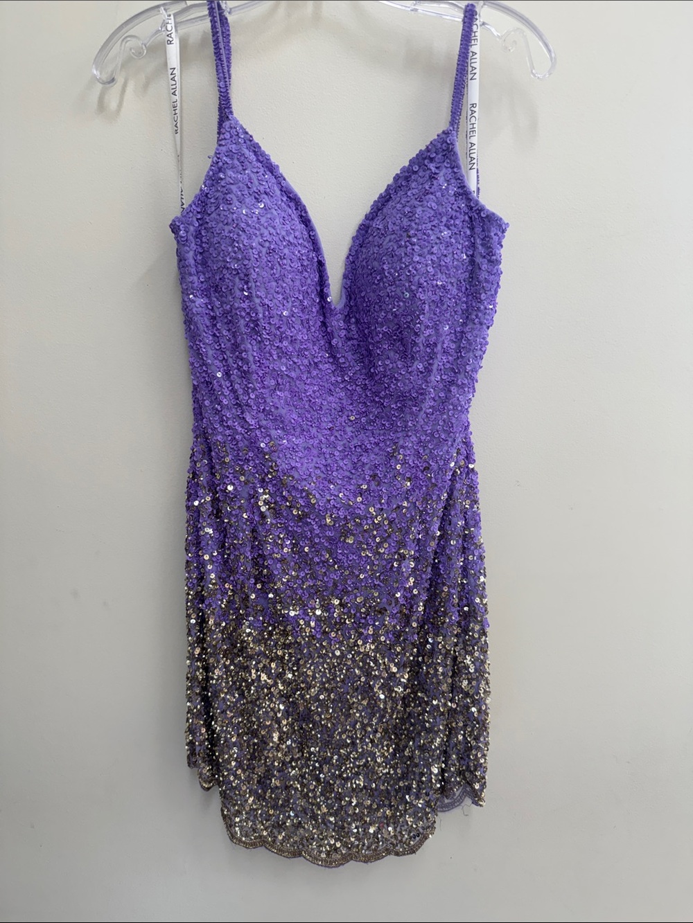 Brand new size 12 Rachel Allan Lavender to Gold Sequin Ombre homecoming  Dress